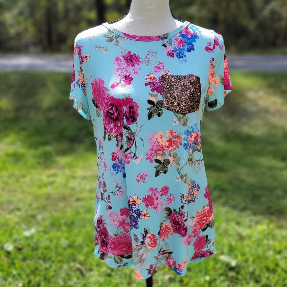 Short Sleeve Floral Stretch Shirt